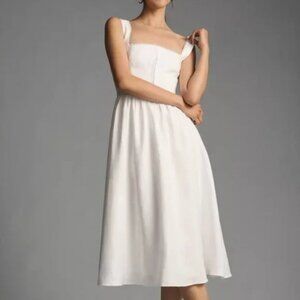 Reformation Tagliatelle Linen Dress in White